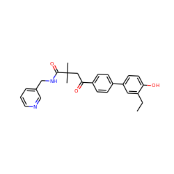 CCc1cc(-c2ccc(C(=O)CC(C)(C)C(=O)NCc3cccnc3)cc2)ccc1O ZINC000029123263