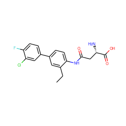 CCc1cc(-c2ccc(F)c(Cl)c2)ccc1NC(=O)C[C@H](N)C(=O)O ZINC000028528915