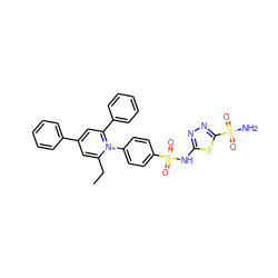 CCc1cc(-c2ccccc2)cc(-c2ccccc2)[n+]1-c1ccc(S(=O)(=O)Nc2nnc(S(N)(=O)=O)s2)cc1 ZINC000014956379