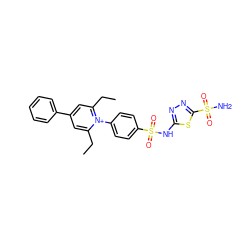 CCc1cc(-c2ccccc2)cc(CC)[n+]1-c1ccc(S(=O)(=O)Nc2nnc(S(N)(=O)=O)s2)cc1 ZINC000014956363