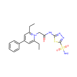 CCc1cc(-c2ccccc2)cc(CC)[n+]1CC(=O)Nc1nnc(S(N)(=O)=O)s1 ZINC000013804374