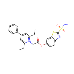 CCc1cc(-c2ccccc2)cc(CC)[n+]1CC(=O)Oc1ccc2nc(S(N)(=O)=O)sc2c1 ZINC000013804434