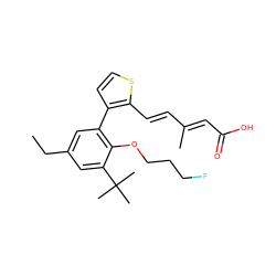 CCc1cc(-c2ccsc2/C=C/C(C)=C/C(=O)O)c(OCCCF)c(C(C)(C)C)c1 ZINC000013527131