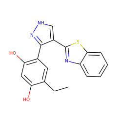 CCc1cc(-c2n[nH]cc2-c2nc3ccccc3s2)c(O)cc1O ZINC000008569477