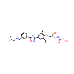 CCc1cc(-c2noc(-c3cccc(CNCC(C)C)c3)n2)cc(C)c1OC[C@@H](O)CNC(=O)CO ZINC000653853273