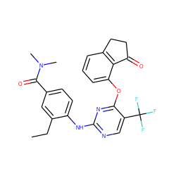 CCc1cc(C(=O)N(C)C)ccc1Nc1ncc(C(F)(F)F)c(Oc2cccc3c2C(=O)CC3)n1 ZINC000145973422