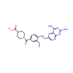 CCc1cc(C(=O)N2CCC(C(=O)OC)CC2)ccc1NCc1cnc2nc(N)nc(N)c2n1 ZINC000095574487