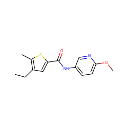 CCc1cc(C(=O)Nc2ccc(OC)nc2)sc1C ZINC000008017634