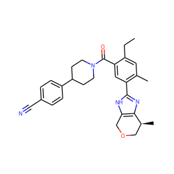 CCc1cc(C)c(-c2nc3c([nH]2)COC[C@@H]3C)cc1C(=O)N1CCC(c2ccc(C#N)cc2)CC1 ZINC000150292006