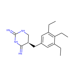 CCc1cc(C[C@@H]2CNC(=N)NC2=N)cc(CC)c1CC ZINC000013757889