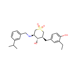 CCc1cc(C[C@@H]2CS(=O)(=O)C[C@H](NCc3cccc(C(C)C)c3)[C@H]2O)ccc1O ZINC000071317094