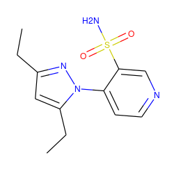 CCc1cc(CC)n(-c2ccncc2S(N)(=O)=O)n1 ZINC000096932812