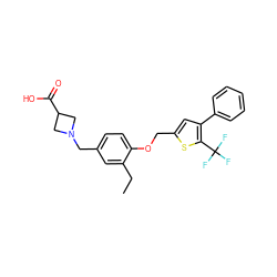 CCc1cc(CN2CC(C(=O)O)C2)ccc1OCc1cc(-c2ccccc2)c(C(F)(F)F)s1 ZINC000013586608