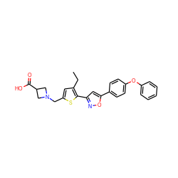 CCc1cc(CN2CC(C(=O)O)C2)sc1-c1cc(-c2ccc(Oc3ccccc3)cc2)on1 ZINC000084619898