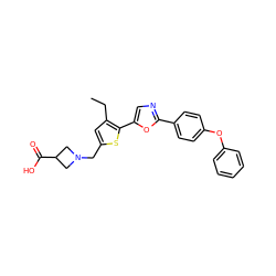 CCc1cc(CN2CC(C(=O)O)C2)sc1-c1cnc(-c2ccc(Oc3ccccc3)cc2)o1 ZINC000084602750