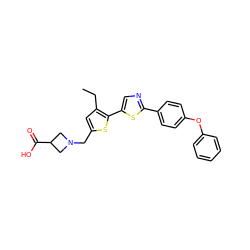 CCc1cc(CN2CC(C(=O)O)C2)sc1-c1cnc(-c2ccc(Oc3ccccc3)cc2)s1 ZINC000084635580