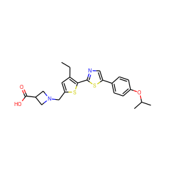 CCc1cc(CN2CC(C(=O)O)C2)sc1-c1ncc(-c2ccc(OC(C)C)cc2)s1 ZINC000084635583