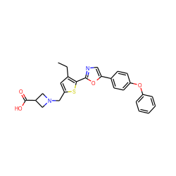 CCc1cc(CN2CC(C(=O)O)C2)sc1-c1ncc(-c2ccc(Oc3ccccc3)cc2)o1 ZINC000084618273