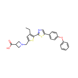 CCc1cc(CN2CC(C(=O)O)C2)sc1-c1ncc(-c2ccc(Oc3ccccc3)cc2)s1 ZINC000084617441