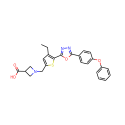 CCc1cc(CN2CC(C(=O)O)C2)sc1-c1nnc(-c2ccc(Oc3ccccc3)cc2)o1 ZINC000084635496