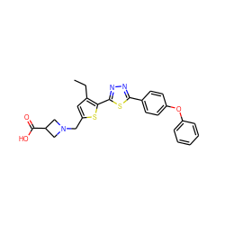 CCc1cc(CN2CC(C(=O)O)C2)sc1-c1nnc(-c2ccc(Oc3ccccc3)cc2)s1 ZINC000084618270