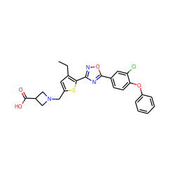 CCc1cc(CN2CC(C(=O)O)C2)sc1-c1noc(-c2ccc(Oc3ccccc3)c(Cl)c2)n1 ZINC000073280952