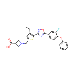 CCc1cc(CN2CC(C(=O)O)C2)sc1-c1noc(-c2ccc(Oc3ccccc3)c(F)c2)n1 ZINC000073280949