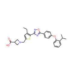 CCc1cc(CN2CC(C(=O)O)C2)sc1-c1noc(-c2ccc(Oc3ccccc3C(C)C)cc2)n1 ZINC000073280947