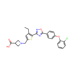 CCc1cc(CN2CC(C(=O)O)C2)sc1-c1noc(-c2ccc(Oc3ccccc3Cl)cc2)n1 ZINC000073273432