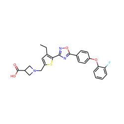 CCc1cc(CN2CC(C(=O)O)C2)sc1-c1noc(-c2ccc(Oc3ccccc3F)cc2)n1 ZINC000073273429