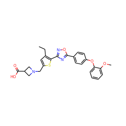 CCc1cc(CN2CC(C(=O)O)C2)sc1-c1noc(-c2ccc(Oc3ccccc3OC)cc2)n1 ZINC000073273439