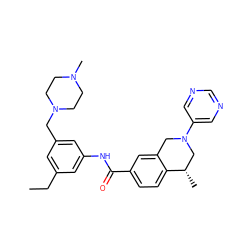 CCc1cc(CN2CCN(C)CC2)cc(NC(=O)c2ccc3c(c2)CN(c2cncnc2)C[C@@H]3C)c1 ZINC001772580341