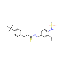 CCc1cc(CNC(=S)CCc2ccc(C(C)(C)C)cc2)ccc1NS(C)(=O)=O ZINC000036487241