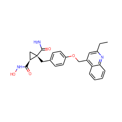 CCc1cc(COc2ccc(C[C@]3(C(N)=O)C[C@@H]3C(=O)NO)cc2)c2ccccc2n1 ZINC000040975648