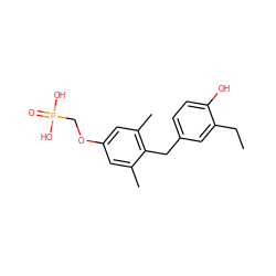 CCc1cc(Cc2c(C)cc(OCP(=O)(O)O)cc2C)ccc1O ZINC000045484881