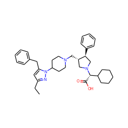 CCc1cc(Cc2ccccc2)n(C2CCN(C[C@H]3CN([C@@H](C(=O)O)C4CCCCC4)C[C@@H]3c3ccccc3)CC2)n1 ZINC000095606353