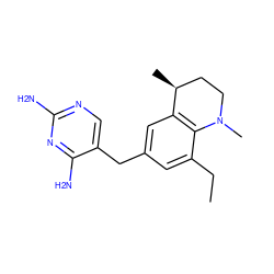 CCc1cc(Cc2cnc(N)nc2N)cc2c1N(C)CC[C@@H]2C ZINC000029560176