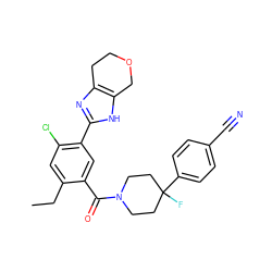 CCc1cc(Cl)c(-c2nc3c([nH]2)COCC3)cc1C(=O)N1CCC(F)(c2ccc(C#N)cc2)CC1 ZINC000150051196