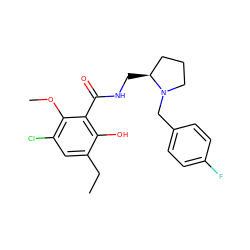 CCc1cc(Cl)c(OC)c(C(=O)NC[C@H]2CCCN2Cc2ccc(F)cc2)c1O ZINC000013820609