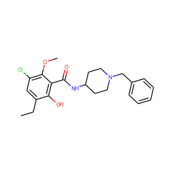 CCc1cc(Cl)c(OC)c(C(=O)NC2CCN(Cc3ccccc3)CC2)c1O ZINC000013820630