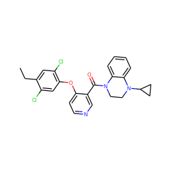 CCc1cc(Cl)c(Oc2ccncc2C(=O)N2CCN(C3CC3)c3ccccc32)cc1Cl ZINC000095577614