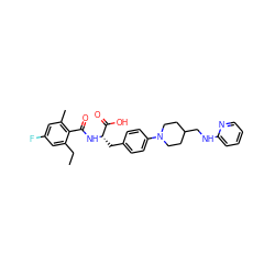 CCc1cc(F)cc(C)c1C(=O)N[C@@H](Cc1ccc(N2CCC(CNc3ccccn3)CC2)cc1)C(=O)O ZINC000043171704