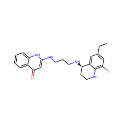 CCc1cc(I)c2c(c1)[C@H](NCCCNc1cc(=O)c3ccccc3[nH]1)CCN2 ZINC000003925586