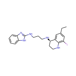 CCc1cc(I)c2c(c1)[C@H](NCCCNc1nc3ccccc3[nH]1)CCN2 ZINC000003927458