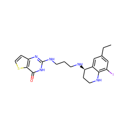 CCc1cc(I)c2c(c1)[C@H](NCCCNc1nc3ccsc3c(=O)[nH]1)CCN2 ZINC000028360915