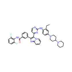 CCc1cc(N2CCC(N3CCCCC3)CC2)ccc1Nc1nccc(-c2c(-c3cccc(C(=O)Nc4c(F)cccc4F)c3)nc3ccccn23)n1 ZINC000165105958