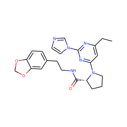 CCc1cc(N2CCC[C@@H]2C(=O)NCCc2ccc3c(c2)OCO3)nc(-n2ccnc2)n1 ZINC000035273349