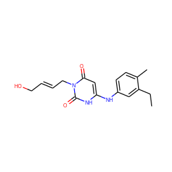 CCc1cc(Nc2cc(=O)n(C/C=C/CO)c(=O)[nH]2)ccc1C ZINC000013674931