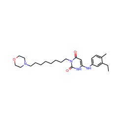 CCc1cc(Nc2cc(=O)n(CCCCCCCCN3CCOCC3)c(=O)[nH]2)ccc1C ZINC000013674977