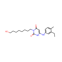 CCc1cc(Nc2cc(=O)n(CCCCCCCCO)c(=O)[nH]2)ccc1C ZINC000013674925